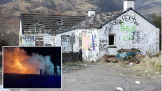 After decayed house fire, fate of Jimmy Savile's mansion in Scotland remains unknown.