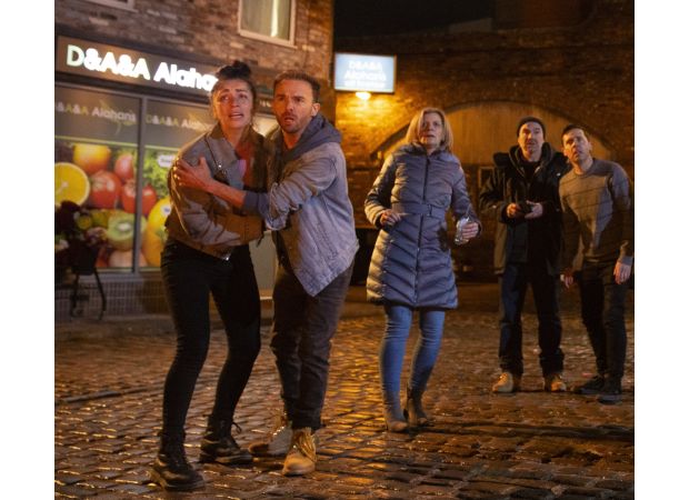 Filming of Coronation Street halted due to chaos on set caused by fire stunt.