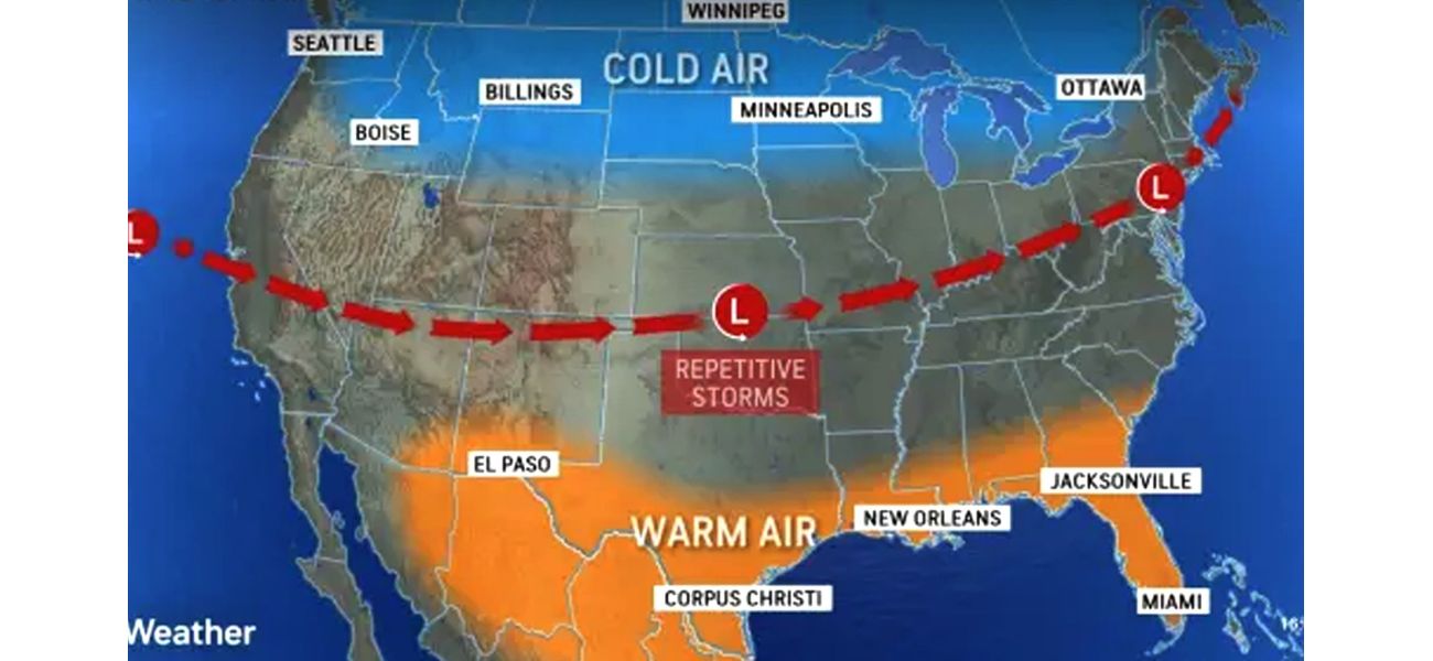 Winter storm hits 40 US states and affects 200 million people, according to map.