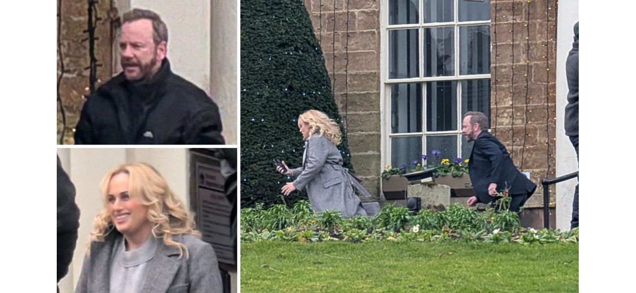 Rebel Wilson and Kiefer Sutherland run through English town for new film.