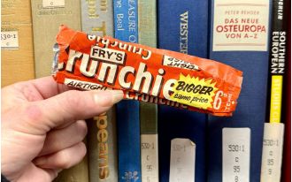 Workers discover old chocolate wrapper in strange location after 50 years.