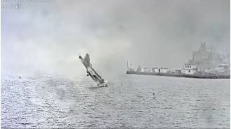 A $67 million US Navy fighter jet crashes into the ocean.