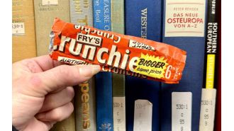 Workers discover old chocolate wrapper in strange location after 50 years.