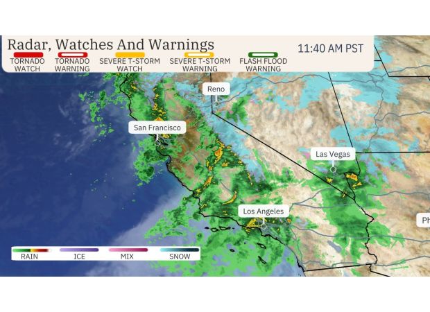 Visual depiction of California's high risk zones for flooding caused by 'atmospheric rivers'.