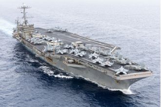 US Navy's nuclear aircraft carrier collides with ship in Suez Canal.