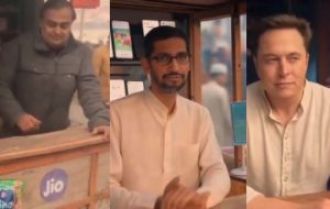 Three influential figures, Ambani, Musk, and Sundar Pichai, have set up booths at Mahakumbh and a video of the event has gone viral.