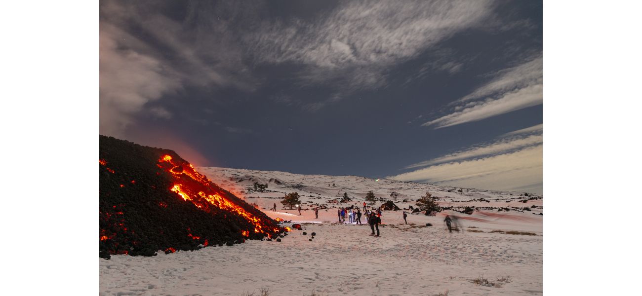 Adventurous travelers ignore Italy's warning and ski on an active volcano.