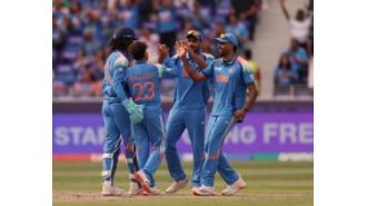 Pakistan's Shakeel scored a half-century but India still managed to limit their opponents to 241 runs.