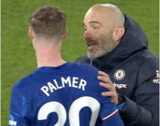 Enzo Maresca shares conversation with Cole Palmer after Chelsea victory over Southampton.