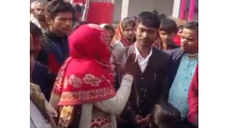 A drunken groom mistakenly garlands the wrong woman, causing a wedding to turn into a WWE-style fight.