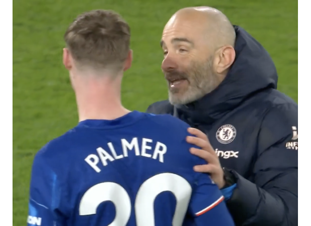 Enzo Maresca shares conversation with Cole Palmer after Chelsea victory over Southampton.