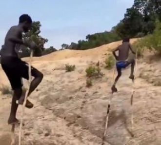 Locals use stilts to walk instead of their feet, and a video of this has awed people online.