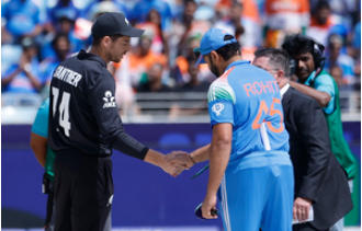 New Zealand chooses to bowl first against India, with Chakaravarthy and Daryl Mitchell joining the team for the Champions Trophy.