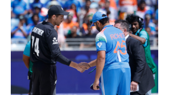 New Zealand chooses to bowl first against India, with Chakaravarthy and Daryl Mitchell joining the team for the Champions Trophy.