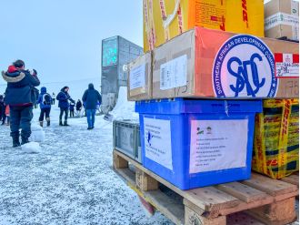 The Antarctic vault for seeds receives new seed delivery.