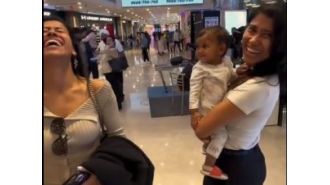 A toddler mistakes his mother's twin for his actual mother during their first encounter, captured in a heartwarming viral video.