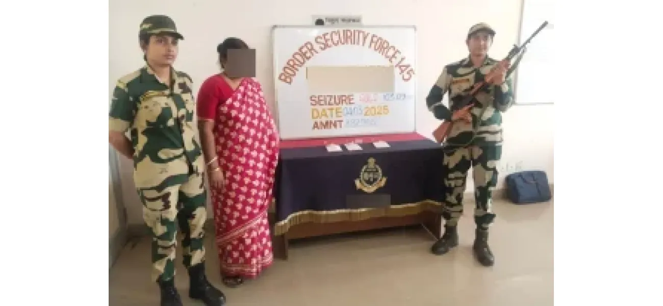 Border Security Force detains Bangladeshi woman carrying Rs9 lakh worth of gold at the border.