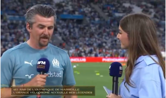 Joey Barton makes a fool of himself once more by speaking with a fake French accent during a strange interview.