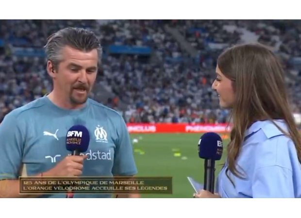 Joey Barton makes a fool of himself once more by speaking with a fake French accent during a strange interview.