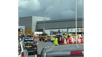 A car plunged from the top of a car park at Luton Airport.