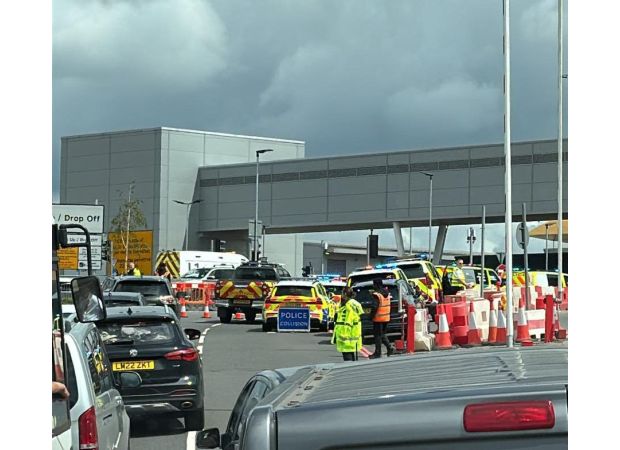 A car plunged from the top of a car park at Luton Airport.