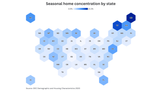 Top U.S. counties with the most seasonal housing are popular for vacation homes.