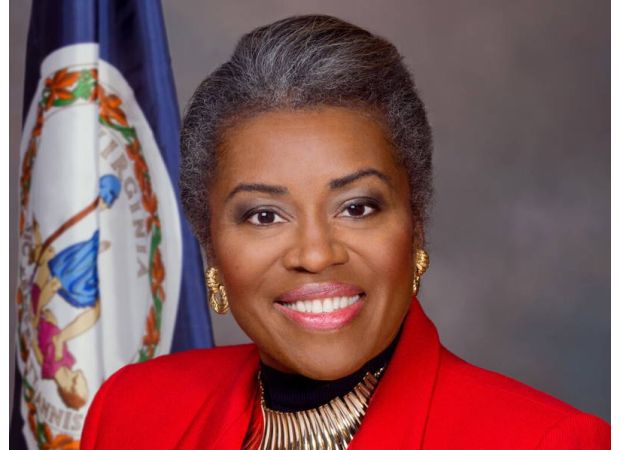 A racist sign targeting Winsome Earle-Sears has sparked condemnation from Virginia leaders.