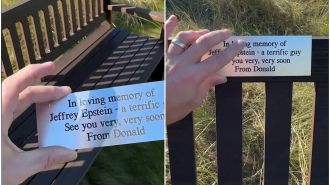 A plaque honoring Jeffrey Epstein has been installed at Donald Trump's Aberdeen golf course.