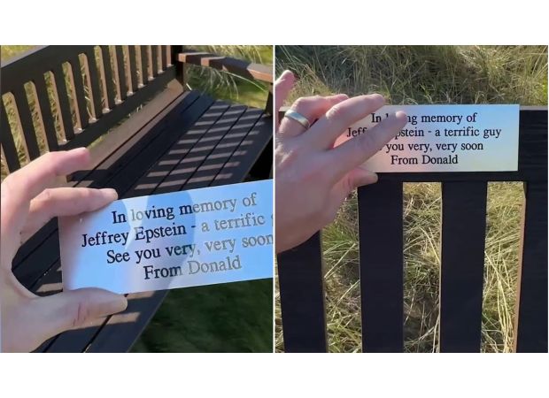 A plaque honoring Jeffrey Epstein has been installed at Donald Trump's Aberdeen golf course.