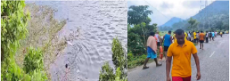 A truck has sunk in a 50-ft-deep dam called Harabhangi and efforts are being made to rescue it.