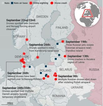 European military bases have had more sightings of unidentified drones, contributing to an ongoing mystery.