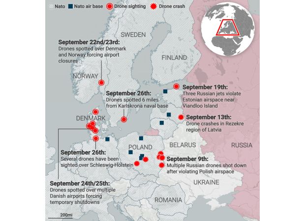 European military bases have had more sightings of unidentified drones, contributing to an ongoing mystery.
