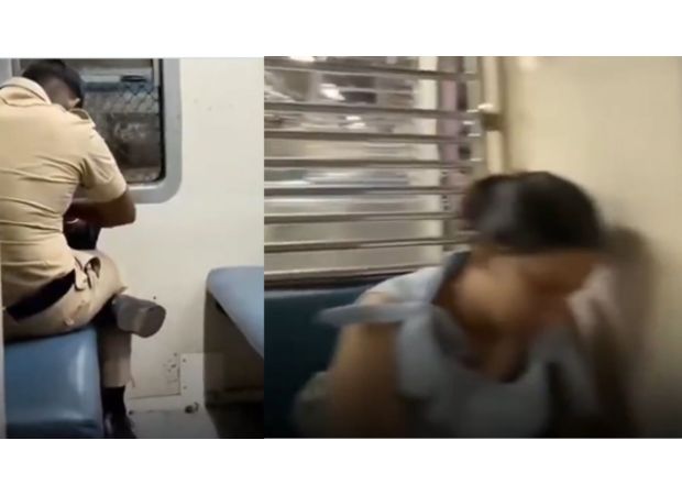 A video shows a Mumbai policeman escorting a woman on a late-night train ride.