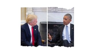 Trump reveals plaques at White House, criticizes Obama and praises himself as unifying president.