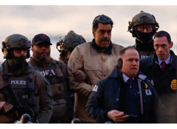 The handcuffed appearance of Nicolas Maduro in a New York court.