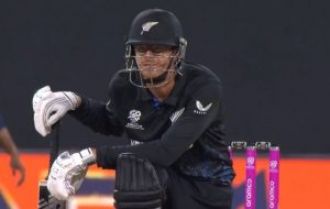 Santner and McConchie help New Zealand reach 169 runs in Super 8s match.