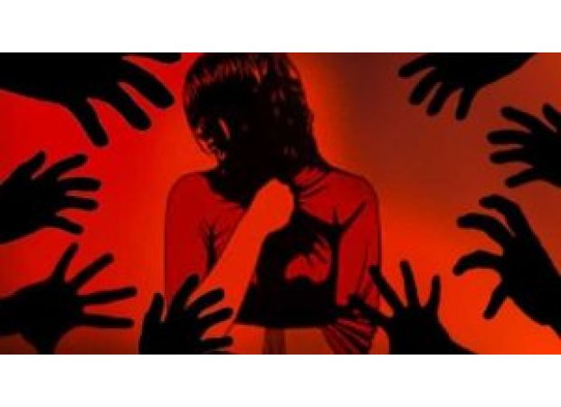 A woman was sexually assaulted by a group of men and two suspects have been apprehended.