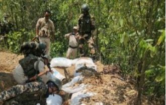 Six makeshift storage areas in Manipur's Kangpokpi district were demolished due to their illegal status.