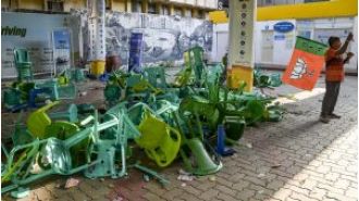 Offices of TMC in Bengal vandalized, BJP denies responsibility.