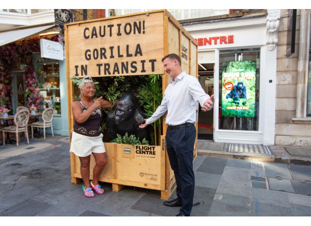A Yorkshire woman's gorilla statue, once evicted from her home, now resides in Mayfair.