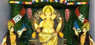 India is celebrating Ganesh Chaturthi with large gatherings at temples and pandals, honoring the beloved elephant-headed deity.