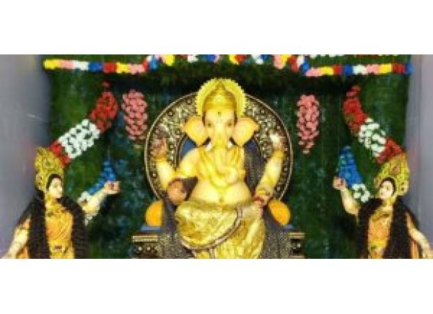 India is celebrating Ganesh Chaturthi with large gatherings at temples and pandals, honoring the beloved elephant-headed deity.