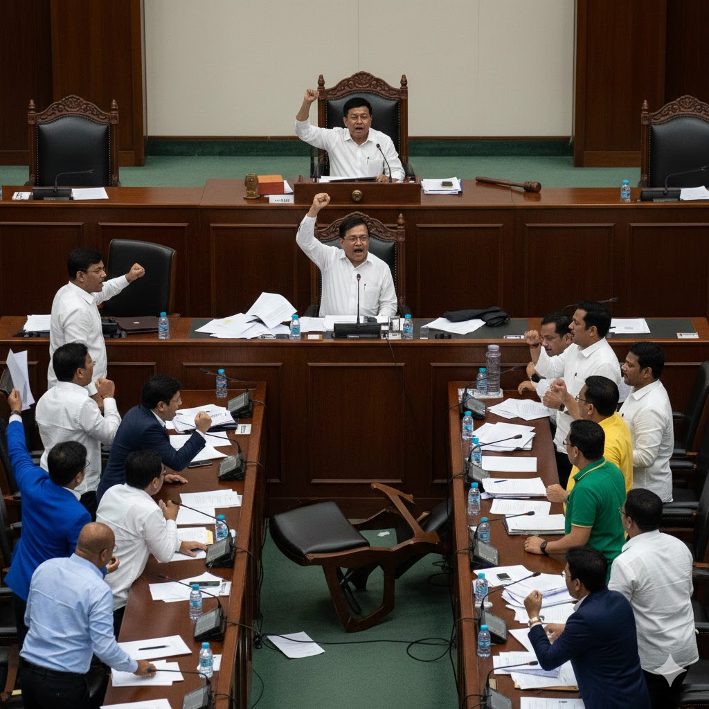Short speech by Governor creates uproar among ruling and opposition parties in the House