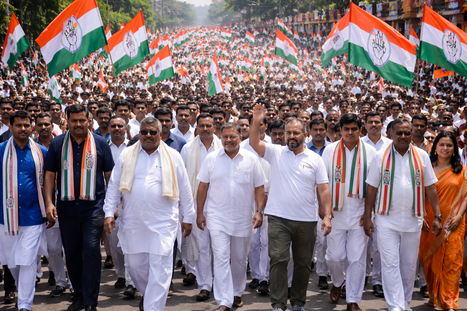 Congress march from Gonikoppa to Ponnampet