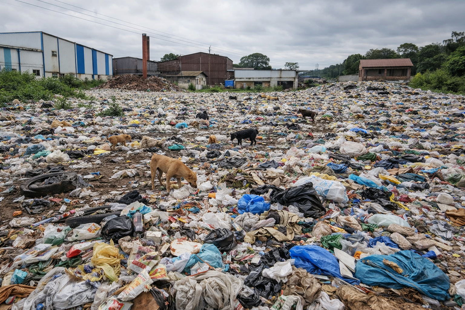 Kudlur industrial area has become a garbage dump