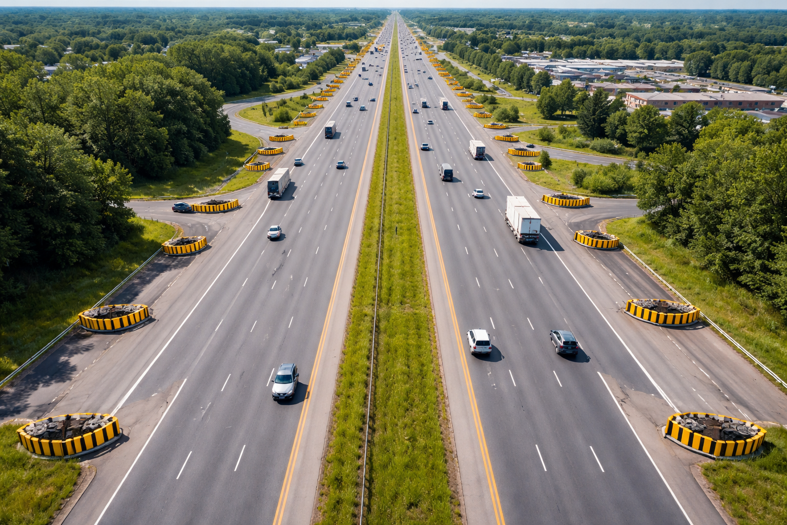 Protective barrier at 21 places on the highway