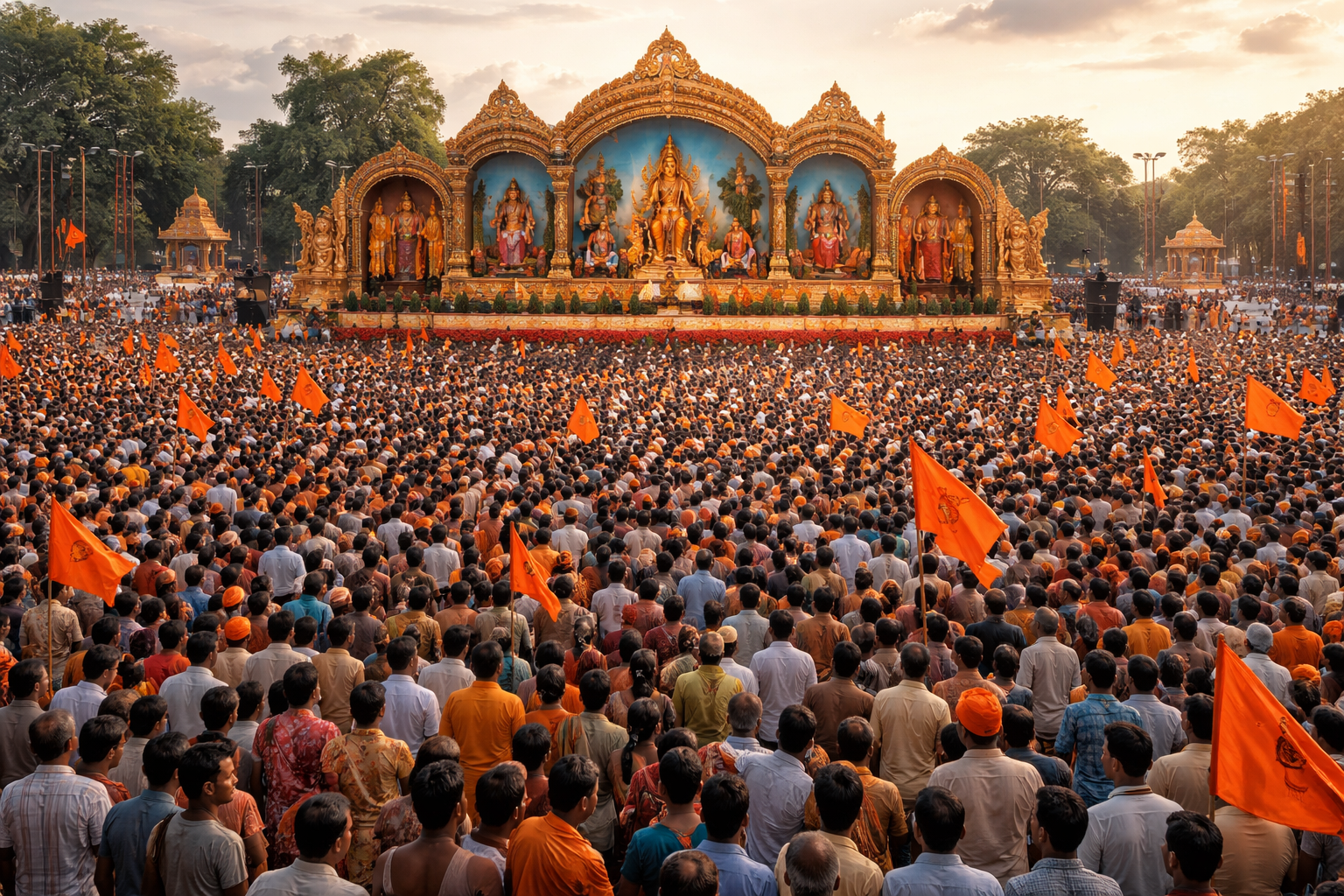 A huge crowd gathered for the Hindu Sangam in Virajpet