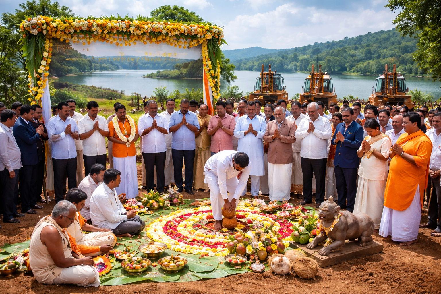 Land worship for the development of Rondekere at a cost of Rs 160 crore