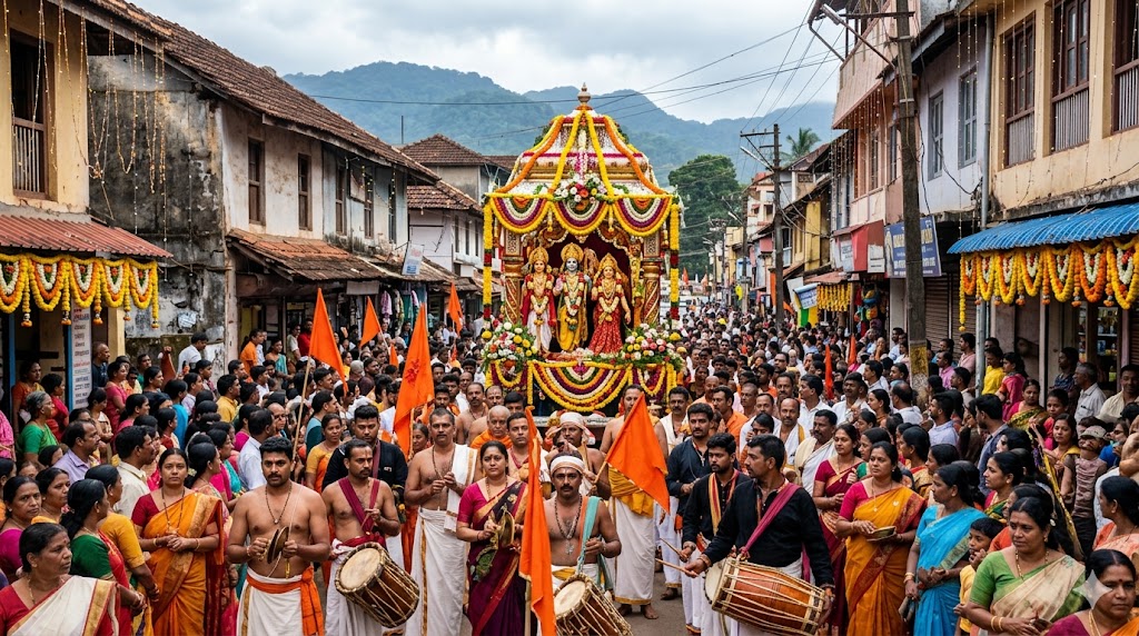 A grand Ramotsava procession in Madikeri