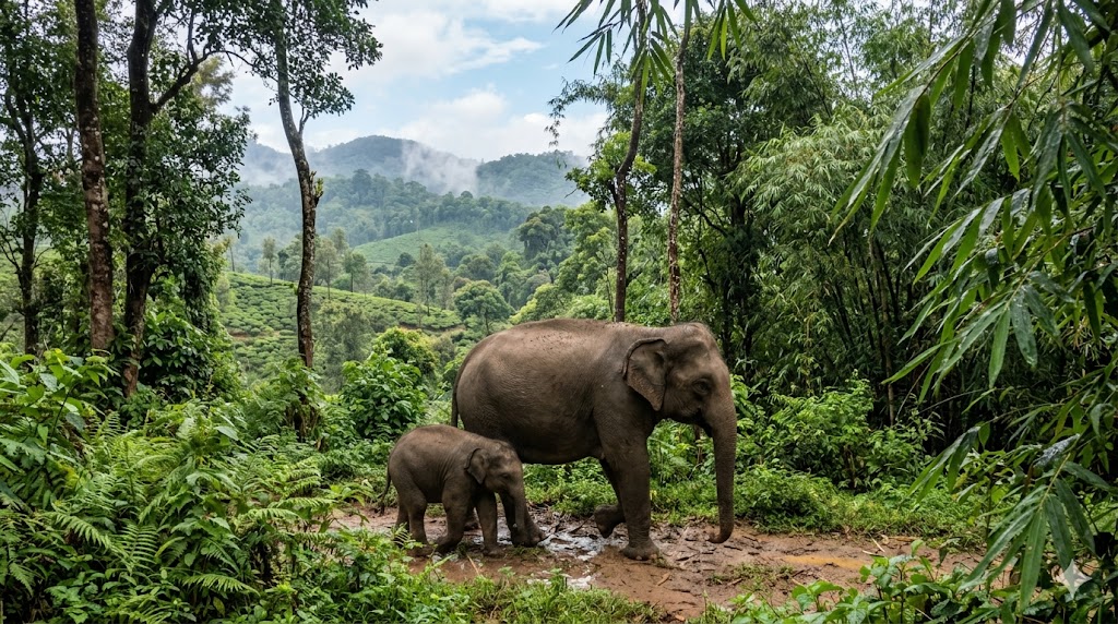 Wild elephants in Chembebellur area